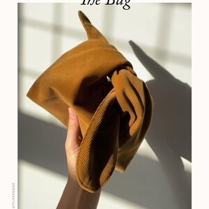 MERIT Beauty The Signature Bag Corduroy Tie Top Pouch Cosmetic Case Brown